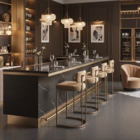 Velar Barstool (Set of 2) Beige & Bronze