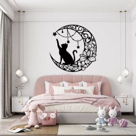 Gothic Black Cat Metal Wall Art - Vintage Halloween Decorations
