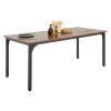 Rectangle Dining Table, 71 inch Length Large Wood Tables for 6-8 Person, Farmhouse Dinner Furniture, Rustic Conference Desk with Iron Legs
