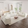 3 Piece Sofa Set Oversized Sofa Comfy Sofa Couch, 2 Pieces of 2 Seater and 1 Piece of 3 Seater Sofa for Living Room, Deep Seat Sofa White Chenille