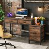 Computer Desk, Study Writing Table with Reversible Drawer Cabinet