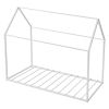 Twin Size House Bed Frame, Metal Kids Floor Bed Frame with Roof, Heavy Duty Steel Slats Support, House Shape Bedframe for Girls and Boys