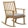 Rocking Chair with Cushion Solid Rubber Wood Rocker with Padded Seat