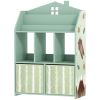 Kids Bookshelf with Storage, Toy Storage Unit with Book Display, Shelves and Fabric Drawers for Playroom Nursery, Green