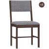 Modern Dining Chairs Set of 4, Linen Fabric Kitchen Chairs with Rubberwood Legs for Dining Room, Living Room, Gray