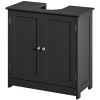 Pedestal Sink Storage Cabinet, Bathroom Sink Cabinet with U-Shape Cut-Out and Adjustable Shelf, Black