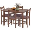 5-Piece Solid Wood Dining Table Set for 4, Farmhouse Kitchen Table with Upholstered Chairs for Dining Room, Light Brown