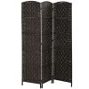 Room Divider, 3 Panel Folding Privacy Screen, 70.9" Tall Portable Weave Partition Wall Divider for Bedroom, Coffee