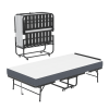 75" * 38" Folding Bed with Adjustable Headboard, 5" Memory Foam Rollaway Bed for Tall People, Heavy-Duty Portable Guest Bed on Wheels