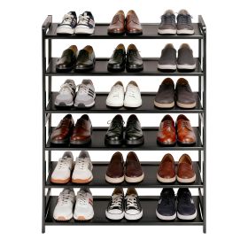 26.8*9.84*35.4in 6-Tier Flat Bamboo Shoe Rack, Black