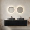 DINA 60" Bathroom Vanity with Sinks, Modern Wall-Mounted Floating Curved Edges Striped Bathroom Storage Cabinet with 2 Drawers