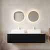 DINA 60" Bathroom Vanity with Sinks, Wall-Mounted Floating Curved Edges Striped Bathroom Storage Cabinet with 2 Drawers