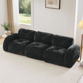 110''Boneless Sofa With Tufted,Soft Velvet Fabric,Modular Sectional Sofa Couches,32D High Density Sponge,Anti-Slip Design,Ergonomic Design Bottom