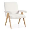 Mid Century Modern Accent Chair with Rubber Wood Frame and Padded Armrests