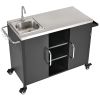55.5" Outdoor Kitchen Island with Sink, Metal Grill Cart Table with 304 Stainless Steel Sink