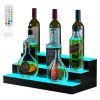 LED Lighted Liquor Bottle Display, 3 Tiers 20 Inches Whiskey Rack, Supports USB, Illuminated Home Bar Shelf with RF Remote & App Control