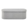 Oval Storage Ottoman Bench, Foldable Teddy Fleece End of Bed Bench, Folding Upholstered Bed Ottoman Chest with Large Storage Space, Supports 660 lbs