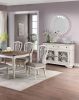 Antique White Set of 2 Dining Chairs Grey Upholstered Tufted unique Design Chairs Back Cushion Seat Dining Room