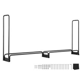 Firewood Rack with Waterproof Cover, 101 x 14 x 46 in Outdoor Firewood Holder, 660lb Weight Capacity, 1/2 Cord Log Holder, Half-Covered