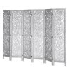 Wood Room Divider, 6 Panel Wood Folding Privacy Screen, 66.9 Inches Tall Indoor Carved Partition Divider, Portable Decoration Screen