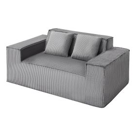 Loveseat Sofa, 63-Inch 2-Seats Couch for Living Room, Modern Small Corduroy Couch with Pocket Springs, Soft Cushions, Comfy Loveseat for Bedroom