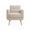 Mid-Century Modern Fabric Accent Armchair Single Sofa with Rubber Wood Legs for Living Room