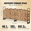 Firewood Rack with Waterproof Cover, 101 x 14 x 46 in Outdoor Firewood Holder, 660lb Weight Capacity, 1/2 Cord Log Holder, Half-Covered