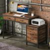 Computer Desk, Study Writing Table with Reversible Drawer Cabinet