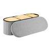 Oval Storage Ottoman Bench, Foldable Teddy Fleece End of Bed Bench, Folding Upholstered Bed Ottoman Chest with Large Storage Space, Supports 660 lbs