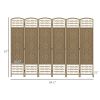 6-Panel Folding Room Divider, Portable Wave Fiber Privacy Screen, Natural, for Home Office