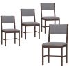 Modern Dining Chairs Set of 4, Linen Fabric Kitchen Chairs with Rubberwood Legs for Dining Room, Living Room, Gray