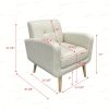 Mid-Century Modern Fabric Accent Armchair Single Sofa with Rubber Wood Legs for Living Room