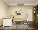 Fixed desk,Computer Desk with Drawers & Power Outlets,Work from Home, Modern Work/Writing/Study Table for Bedroom, White and Wood
