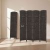 Room Divider, 4 Panel Folding Privacy Screen, 70.9" Tall Portable Weave Partition Wall Divider for Bedroom, Coffee