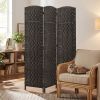 Room Divider, 3 Panel Folding Privacy Screen, 70.9" Tall Portable Weave Partition Wall Divider for Bedroom, Coffee