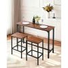 Bar Table, 3PCS 47â€³ Bars Tables Set, Bar Tables and Chair Set with Rounded Edge Design, Rectangular Pub Table with Two Stools for Office Desk