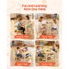 Kids Art Table and Chair Set, Toddler Craft Table with 3 Tiers Storage Cabinet, Wooden Kids Activity Play Desk with 2 Chairs