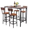 Bar Table, 5PCS 47â€³ Bars Tables Set, Bar Tables and Chair Set with Rounded Edge Design, Rectangular Pub Table with Four Stools for Living Room
