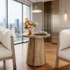 Round End Table, Wooden Couch Side Table with Octagonal Base