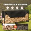 Firewood Rack with Waterproof Cover, 101 x 14 x 46 in Outdoor Firewood Holder, 660lb Weight Capacity, 1/2 Cord Log Holder, Half-Covered