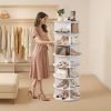 6 Tiers Rotating Shoe Rack Tower, 360Â° Spinning Shoe Rack, Revolving Storage Round Carousel Display