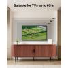 TV Stand, Boho Entertainment Center for TVs up to 58 in, 350 lbs Load, TV Media Console Table with Adjustable Storage Shelves & Rolling Door