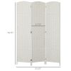 Room Divider, 3 Panel Folding Privacy Screen, 6FT Tall Portable Weave Partition Wall Divider for Bedroom, White