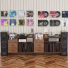 Record Player Stand with Storage for 500+ Albums, Mid-Century Modern Turntable Shelf & Drawers Sturdy Wood & Metal Audio Console for Living Room