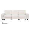 100-Inch Modular 3-Seater Sofa â€“ Comfy Couch with Deep Seats & Hidden Storage, Modern Design for Living Room, Apartment, or Office, White