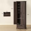 71" Pantry Cabinet, Kitchen Storage Cabinet with Adjustable Shelves, Barn Doors and Drawer for Dining Room, Brown