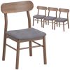 Set of 4 Dining Chairs, Upholstered Dining Room Chairs with Rubberwood Legs and Padded Seat for Kitchen, Gray