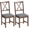 Set of 2 Dining Chairs, Upholstered X-Back Dining Room Chairs with Rubberwood Legs and Padded Seat for Kitchen, Gray