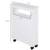 Slim Bathroom Storage Cabinet Narrow with Shelf 2 Drawers 4 Casters Floor Organizer White