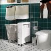 Slim Bathroom Storage Cabinet Narrow with Shelf 2 Drawers 4 Casters Floor Organizer White